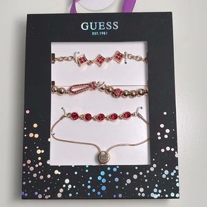 Guess Adjustable Bracelets Gift Set - Red/Gold - New